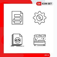 Creative Set of 4 Universal Outline Icons isolated on White Background vector