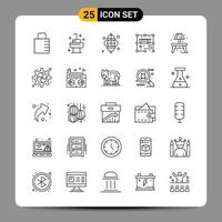 25 Black Icon Pack Outline Symbols Signs for Responsive designs on white background 25 Icons Set vector