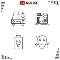 4 Icons Line Style Grid Based Creative Outline Symbols for Website Design Simple Line Icon Signs Isolated on White Background 4 Icon Set vector