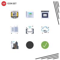 Modern Set of 9 Flat Colors and symbols such as online education photo read website Editable Vector Design Elements