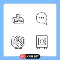 4 Line Black Icon Pack Outline Symbols for Mobile Apps isolated on white background 4 Icons Set vector