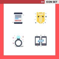 Pack of 4 Modern Flat Icons Signs and Symbols for Web Print Media such as ebook present internet shield gift Editable Vector Design Elements