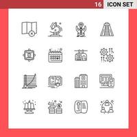 Stock Vector Icon Pack of 16 Line Signs and Symbols for card ok ideas monument chichen itza Editable Vector Design Elements