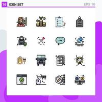 16 Flat Color Filled Line concept for Websites Mobile and Apps lock price checklist money clipboard Editable Creative Vector Design Elements