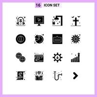 conjunto de 16 iconos de interfaz de usuario modernos signos de símbolos para elementos de diseño de vectores editables de murciélagos de baño de patio de monedas