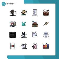 Set of 16 Modern UI Icons Symbols Signs for seo investment clock love bag Editable Creative Vector Design Elements