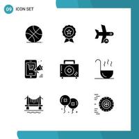 Pictogram Set of 9 Simple Solid Glyphs of discount mobile trusted promotion take Editable Vector Design Elements