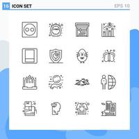 Mobile Interface Outline Set of 16 Pictograms of toggle light offer economy chart Editable Vector Design Elements