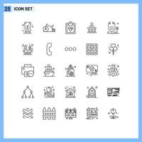 25 User Interface Line Pack of modern Signs and Symbols of form disease cardiogram office team Editable Vector Design Elements
