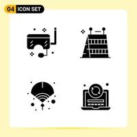 4 Creative Icons for Modern website design and responsive mobile apps 4 Glyph Symbols Signs on White Background 4 Icon Pack vector