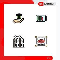 Pictogram Set of 4 Simple Filledline Flat Colors of gift living ecommerce electricity visual Editable Vector Design Elements