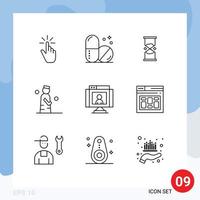 Modern Set of 9 Outlines and symbols such as pray man medical islam watch Editable Vector Design Elements