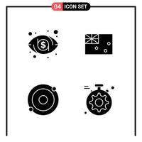 Set of 4 Solid Style Icons for web and mobile Glyph Symbols for print Solid Icon Signs Isolated on White Background 4 Icon Set vector