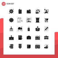 User Interface Pack of 25 Basic Solid Glyphs of investor businessman wallet making personal Editable Vector Design Elements