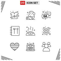 9 Icons Line Style Grid Based Creative Outline Symbols for Website Design Simple Line Icon Signs Isolated on White Background 9 Icon Set vector