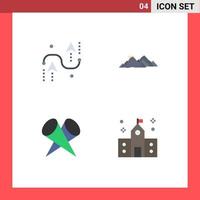 4 User Interface Flat Icon Pack of modern Signs and Symbols of coding scene development landscape lights Editable Vector Design Elements