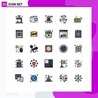 conjunto de 25 iconos de interfaz de usuario modernos signos de símbolos para estrellas de negocios foto fuego juego terreno elementos de diseño vectorial editables vector