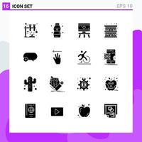 Universal Icon Symbols Group of 16 Modern Solid Glyphs of message chat board travel accommodation Editable Vector Design Elements