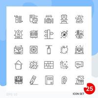 Modern Pack of 25 Icons Line Outline Symbols isolated on White Backgound for Website designing vector