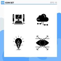 Modern 4 solid style icons Glyph Symbols for general use Creative Solid Icon Sign Isolated on White Background 4 Icons Pack vector