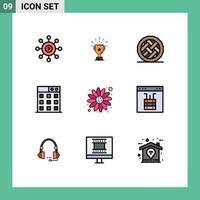 conjunto de 9 iconos de interfaz de usuario modernos signos de símbolos para pastel de negocios postre de negocios hornear elementos de diseño de vectores editables