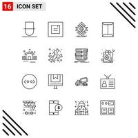 Editable Vector Line Pack of 16 Simple Outlines of construction closet data open window Editable Vector Design Elements