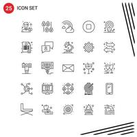 Editable Vector Line Pack of 25 Simple Lines of people customer cloud stop rain Editable Vector Design Elements