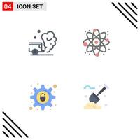 4 Thematic Vector Flat Icons and Editable Symbols of air lock pollution react setting Editable Vector Design Elements