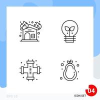 Modern Pack of 4 Icons Line Outline Symbols isolated on White Backgound for Website designing vector