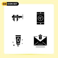 4 Creative Icons for Modern website design and responsive mobile apps 4 Glyph Symbols Signs on White Background 4 Icon Pack vector