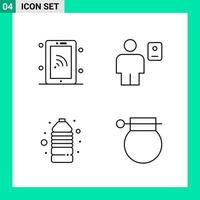 paquete de 4 iconos de estilo de línea establece símbolos de esquema para imprimir signos creativos aislados en fondo blanco 4 conjunto de iconos vector