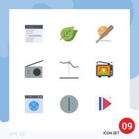 Modern Set of 9 Flat Colors Pictograph of radio electric spring appliances game Editable Vector Design Elements