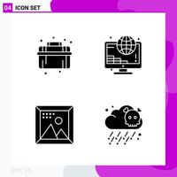 Solid Icon set Pack of 4 Glyph Icons isolated on White Background for Web Print and Mobile vector