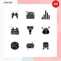 9 Universal Solid Glyphs Set for Web and Mobile Applications supporter sport graph fan nature Editable Vector Design Elements