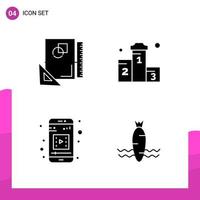 Glyph Icon set Pack of 4 Solid Icons isolated on White Background for responsive Website Design Print and Mobile Applications vector