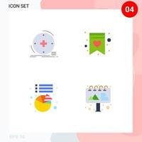 Pictogram Set of 4 Simple Flat Icons of clinical pie healthcare shopping list ad Editable Vector Design Elements