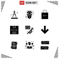 9 Icons Solid Style Grid Based Creative Glyph Symbols for Website Design Simple Solid Icon Signs Isolated on White Background 9 Icon Set vector