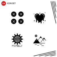 Collection of 4 Vector Icons in solid style Pixle Perfect Glyph Symbols for Web and Mobile Solid Icon Signs on White Background 4 Icons