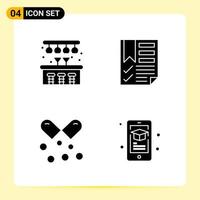 4 Creative Icons for Modern website design and responsive mobile apps 4 Glyph Symbols Signs on White Background 4 Icon Pack vector