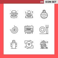 9 Icon Pack Line Style Outline Symbols on White Background Simple Signs for general designing vector