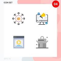 Mobile Interface Flat Icon Set of 4 Pictograms of ecommerce testing shopping store announcement method Editable Vector Design Elements