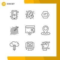 9 Icon Set Line Style Icon Pack Outline Symbols isolated on White Backgound for Responsive Website Designing vector