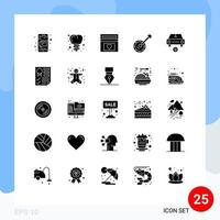 paquete de iconos vectoriales de stock de 25 signos y símbolos de línea para elementos de diseño vectorial editables de audio del instrumento de amor de la música del coche vector