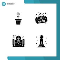 User Interface Pack of 4 Basic Solid Glyphs of eco document nature shop form Editable Vector Design Elements