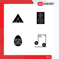 4 User Interface Solid Glyph Pack of modern Signs and Symbols of camp easter egg spring products holiday Editable Vector Design Elements