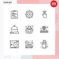 Modern Set of 9 Outlines and symbols such as hat christmas holiday tab mobile Editable Vector Design Elements