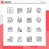 Collection of 16 Vector Icons in Line style Modern Outline Symbols for Web and Mobile Line Icon Sign Isolated on White Background 16 Icons