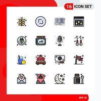 Universal Icon Symbols Group of 16 Modern Flat Color Filled Lines of plug internet zoom database study Editable Creative Vector Design Elements