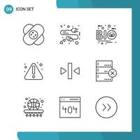 Vector Pack of 9 Outline Symbols Line Style Icon Set on White Background for Web and Mobile