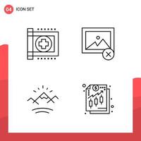 Pack of 4 Universal Outline Icons for Print Media on White Background vector